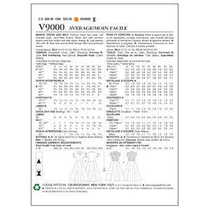 Vogue Sewing Pattern - Misses' Dress and Belt 9000B5