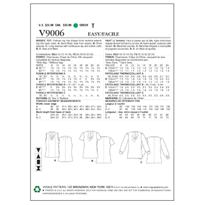 Vogue Sewing Pattern - Misses' Top 9006B5