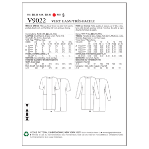 Vogue Sewing Pattern Misses' Dress 9022y (Sizes XS-S-M)