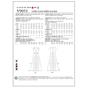 Vogue Sewing Pattern Misses' Dress 9053E5 (Sizes 14-22)