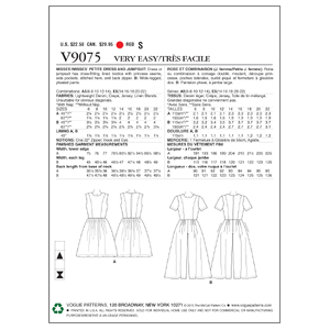 Vogue Sewing Pattern Misses'/Misses' Petite Dress and Jumpsuit 9075 A5 (Sizes 6-14)