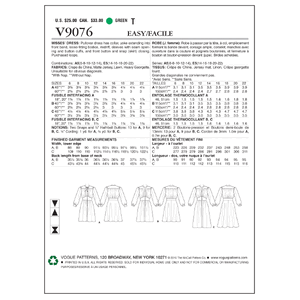 Vogue Sewing Pattern Misses' Dress 9076 A5 (Sizes 6-14)