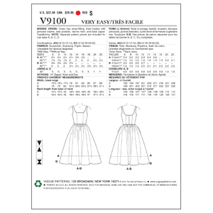 Vogue Sewing Pattern Misses' Dress 9100 A5 (Sizes 6-14)