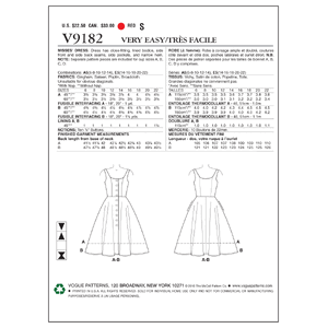 Vogue Sewing Pattern Misses' Button-Down, Flared-Skirt Dresses 9182 A5 (Sizes 6-14)