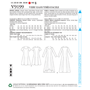 Vogue Sewing Pattern Misses' Knit Fit and Flare Dresses 9199 A5 (Sizes 6-14)