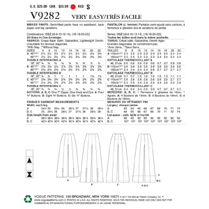 Vogue Sewing Pattern Misses' High-Waisted Pants with Button Detail 9282OSZ