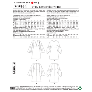 Vogue Sewing Pattern Misses' Dress 9344 A5 (Sizes 6-14)