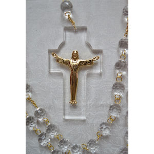 Large Crystal Wall Rosary, 145cm Drop, 14.5cm Crucifix