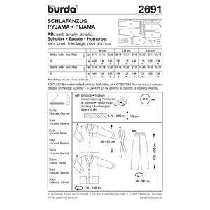 Burda Style B2691 Pyjamas Sewing Pattern Burda Sewing Pattern 2691