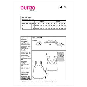 6132 BUR MISSES TOP / VEST Burda Sewing Pattern 6132