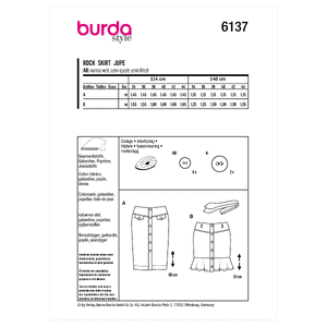 6137 BUR MISSES SKIRT / PANTS Burda Sewing Pattern 6137