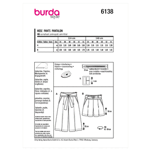 6138 BUR MISSES SKIRT / PANTS Burda Sewing Pattern 6138