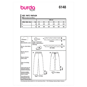 6148 BUR MISSES SKIRT / PANTS Burda Sewing Pattern 6148