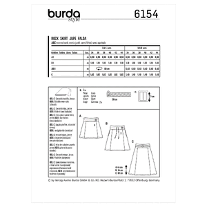 6154 BUR MISSES SKIRT / PANTS Burda Sewing Pattern 6154