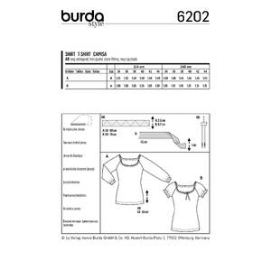 Burda Style Pattern 6202 Misses' Top with Raglan Sleeves - Ballet Scoop Neck Burda Sewing Pattern 6202