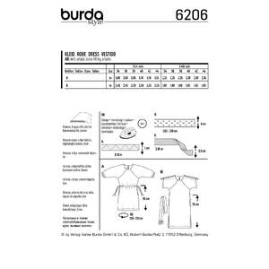 Burda Style Pattern 6206 Misses' Casual Dress with Raglan Sleeves - Drawstring Waist Burda Sewing Pattern 6206