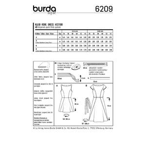 Burda Style Pattern 6209 Misses' Dress with Flared Skirt - Scooped Neckline Burda Sewing Pattern 6209