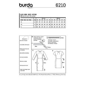 Burda Style Pattern 6210 Misses' Shift Dress with Back Vent Burda Sewing Pattern 6210