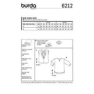 Burda Style Pattern 6212 Misses' Blouse with Neckline Flounce - Straight Cut Burda Sewing Pattern 6212