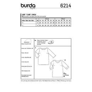 Burda Style Pattern 6214 Women's Top - Casual Cut - Back Pleats Burda Sewing Pattern 6214