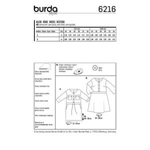 Burda Style Pattern 6216 Women's Dress with Front Button Fastening and a Band at the Waist Burda Sewing Pattern 6216