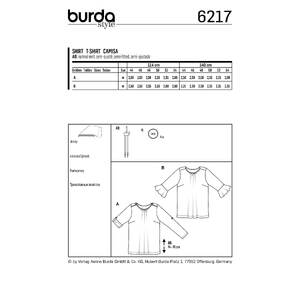 Burda Style Pattern 6217 Women's Top - Roll-up Sleeves - Sleeves with Flounces Burda Sewing Pattern 6217