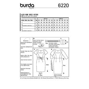 Burda Style Pattern 6220 Misses' Dress - Shift Dress - Square Neckline Burda Sewing Pattern 6220