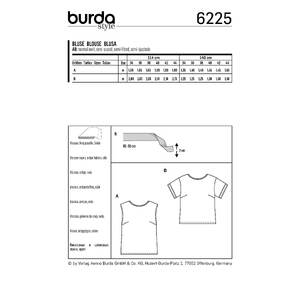 Burda Style Pattern 6225 Misses' Blouse - Top - Straight Cut Burda Sewing Pattern 6225