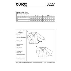 Burda Style Pattern 6227 Misses' Blouse - Carmen Blouse - Drawstring Neckline Burda Sewing Pattern 6227