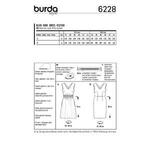 Burda Style Pattern 6228 Misses' Dress with Shirring - Sheath Dress - V-Neck Burda Sewing Pattern 6228