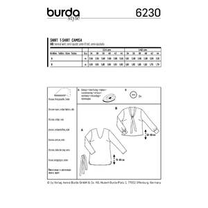 Burda Style Pattern 6230 Misses' Blouse-like Top - V-Neck Burda Sewing Pattern 6230