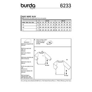 Burda Style Pattern 6233 Misses' Top - Gathered Neckline Band - 3/4 Sleeves Burda Sewing Pattern 6233