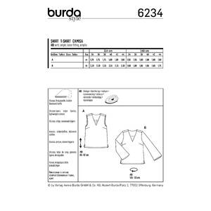 Burda Style Pattern 6234 Misses' Blouse - Top - V-Neck Burda Sewing Pattern 6234