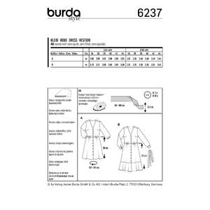 Burda Style Pattern 6237 Misses' Dress with Button Fastening - Shirt Blouse Style - V-Neck Burda Sewing Pattern 6237