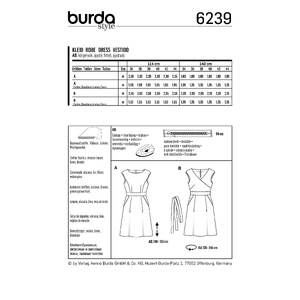 Burda Style Pattern 6239 Misses' Dress with Band at the Waist - Over-cut Shoulders Burda Sewing Pattern 6239