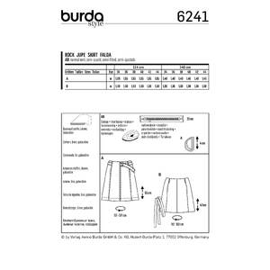 Burda Style Pattern 6241 Misses' Skirt - Flared Skirt - without Waistband - with Belt Burda Sewing Pattern 6241