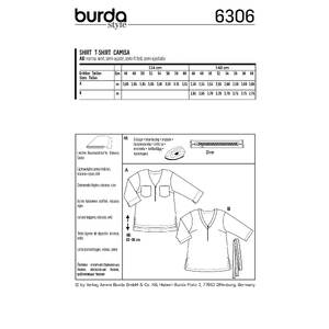 Burda Style Pattern 6306 Women's v neck top Burda Sewing Pattern 6306