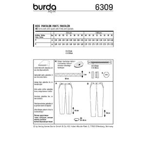 Burda Style Pattern 6309 Women's back elastic pants Burda Sewing Pattern 6309