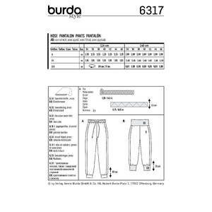 Burda Style Pattern 6317 Misses' jogging pull on pant Burda Sewing Pattern 6317