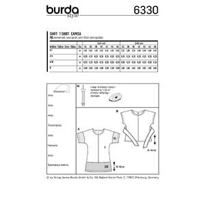 Burda Style Pattern 6330 Misses' top Burda Sewing Pattern 6330