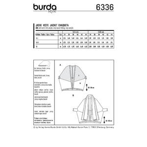 Burda Style Pattern 6336 Misses' over-sized jacket Burda Sewing Pattern 6336