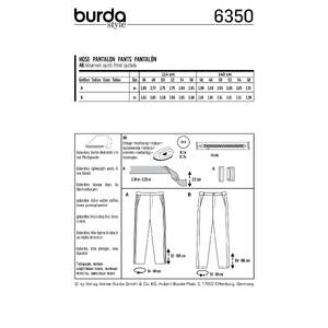 Burda Style Pattern 6350 Men's pants Burda Sewing Pattern 6350