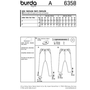 Burda Style Pattern B6358 Women's Trousers Burda Sewing Pattern 6358