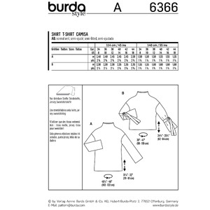 Burda Style Pattern B6366 Women's Easy Tops Burda Sewing Pattern 6366