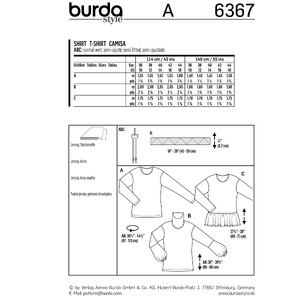 Burda Style Pattern B6367 Women's Tops Burda Sewing Pattern 6367