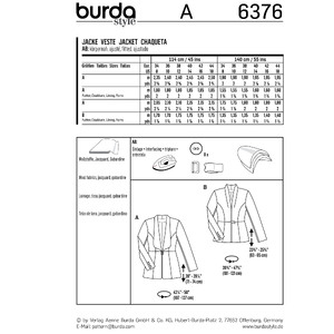 Burda Style Pattern B6376 Women's Blazers Burda Sewing Pattern 6376