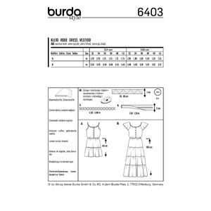 Burda Style Pattern B6403 Women's Sun Dress in Length Variations Burda Sewing Pattern 6403