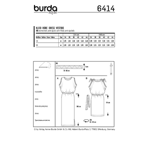 Burda Style Pattern B6414 Women's Sleeveless Dresses Burda Sewing Pattern 6414