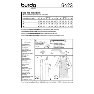 Burda Style Pattern B6423 Women's Summer Strap Dress Burda Sewing Pattern 6423