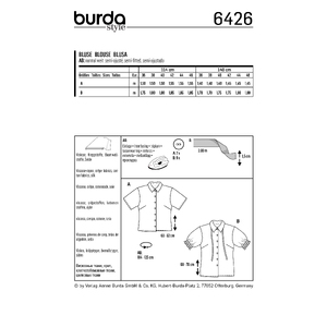 Burda Style Pattern B6426 Misses Fancy Summer Blouses Burda Sewing Pattern 6426